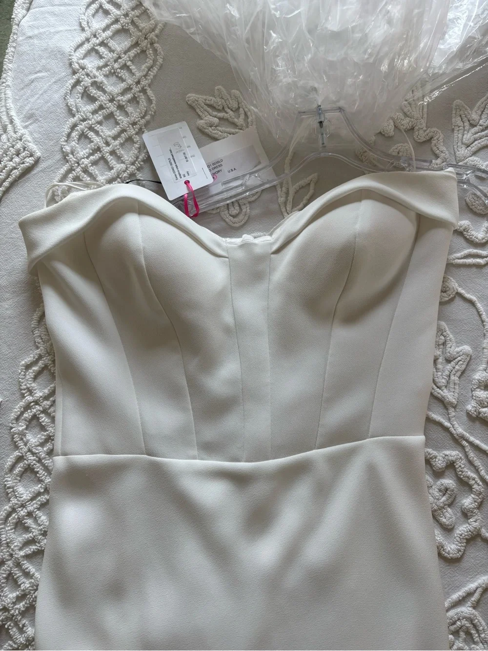 NEW Ivory Crepe Strapless Wedding Dress with Sweetheart Neckline